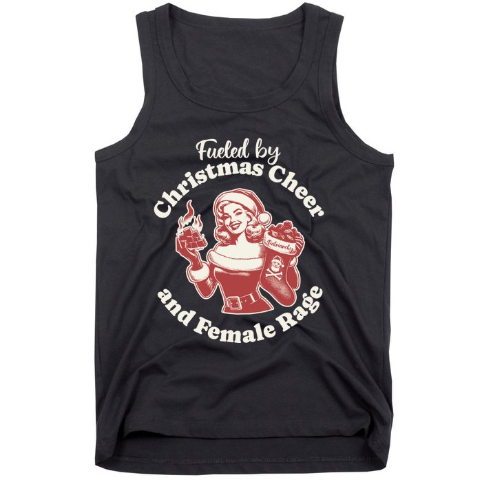 Funny Fueled By Christmas Cheer And Female Rage Patriarchy Tank Top