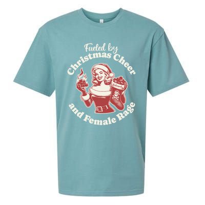 Funny Fueled By Christmas Cheer And Female Rage Patriarchy Sueded Cloud Jersey T-Shirt