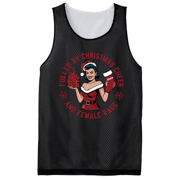 Funny Fueled By Christmas Cheer And Female Rage Patriarchy Mesh Reversible Basketball Jersey Tank