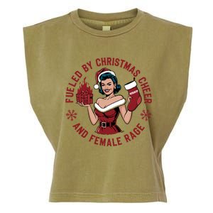 Funny Fueled By Christmas Cheer And Female Rage Patriarchy Garment-Dyed Women's Muscle Tee