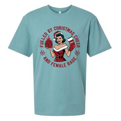 Funny Fueled By Christmas Cheer And Female Rage Patriarchy Sueded Cloud Jersey T-Shirt