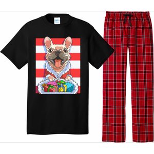 Funny French Bulldog Santa Claus Christmas Xmas Candy Cane Gift Pajama Set