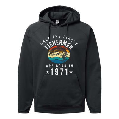 Fishing Fishermen Born In 1971 50th Birthday Performance Fleece Hoodie