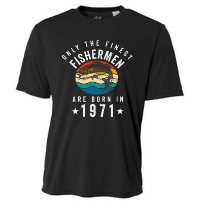 Fishing Fishermen Born In 1971 50th Birthday Cooling Performance Crew T-Shirt