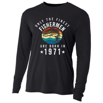 Fishing Fishermen Born In 1971 50th Birthday Cooling Performance Long Sleeve Crew