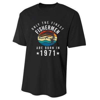 Fishing Fishermen Born In 1971 50th Birthday Performance Sprint T-Shirt