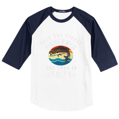 Fishing Fishermen Born In 1971 50th Birthday Baseball Sleeve Shirt