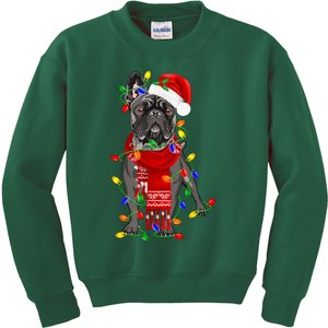 Funny French Bulldog Dog Tree Christmas Lights Xmas Pajama Kids Sweatshirt