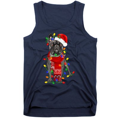 Funny French Bulldog Dog Tree Christmas Lights Xmas Pajama Tank Top