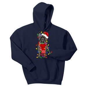 Funny French Bulldog Dog Tree Christmas Lights Xmas Pajama Kids Hoodie