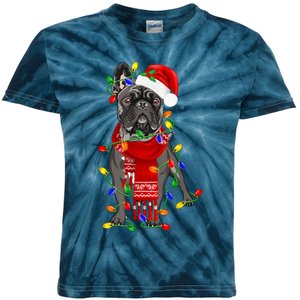 Funny French Bulldog Dog Tree Christmas Lights Xmas Pajama Kids Tie-Dye T-Shirt