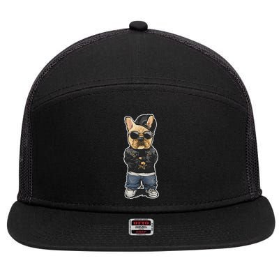 frenchie french bulldog frenchie mom dog pug bull 7 Panel Mesh Trucker Snapback Hat