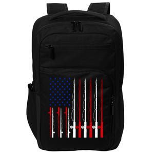 Fishing For Bass Fish Fisherman American Flag Impact Tech Backpack