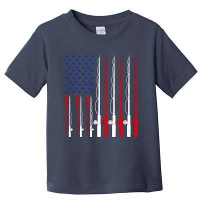 Fishing For Bass Fish Fisherman American Flag Toddler T-Shirt