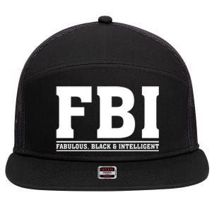 FBI Fabulous Black And Intelligent 7 Panel Mesh Trucker Snapback Hat