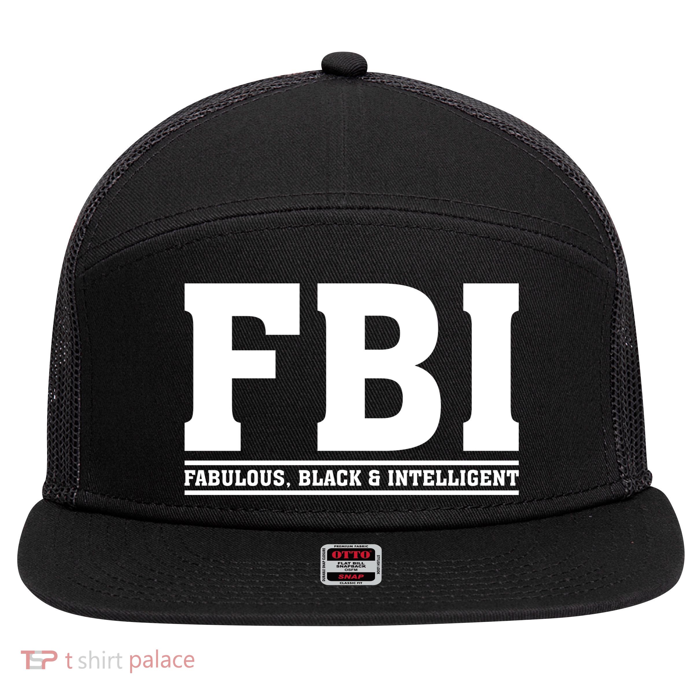FBI Fabulous Black And Intelligent 7 Panel Mesh Trucker Snapback Hat
