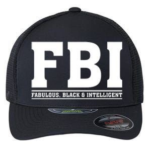 FBI Fabulous Black And Intelligent Flexfit Unipanel Trucker Cap