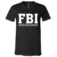 FBI Fabulous Black And Intelligent V-Neck T-Shirt