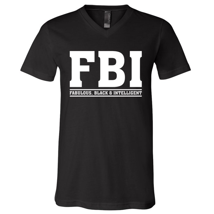 FBI Fabulous Black And Intelligent V-Neck T-Shirt