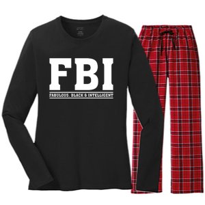 FBI Fabulous Black And Intelligent Women's Long Sleeve Flannel Pajama Set 