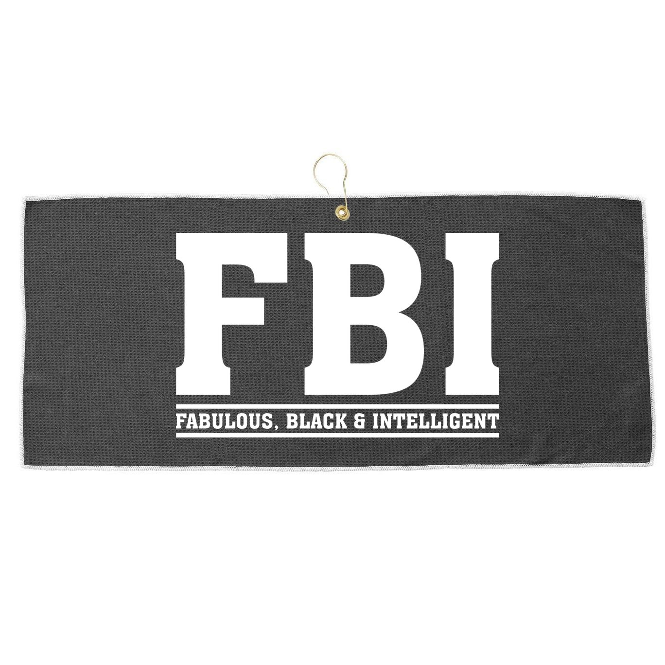 FBI Fabulous Black And Intelligent Large Microfiber Waffle Golf Towel