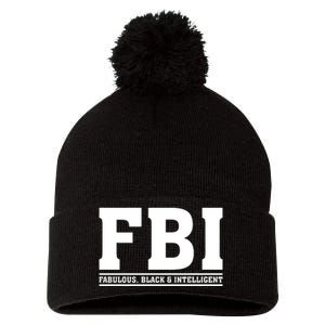 FBI Fabulous Black And Intelligent Pom Pom 12in Knit Beanie