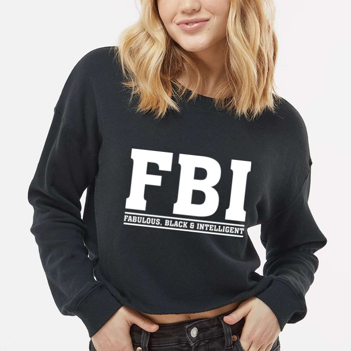 FBI Fabulous Black And Intelligent Cropped Pullover Crew