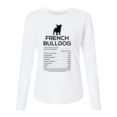 Funny French Bulldog Nutrition Facts Humor Frenchie Lover Womens Cotton Relaxed Long Sleeve T-Shirt