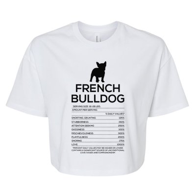 Funny French Bulldog Nutrition Facts Humor Frenchie Lover Bella+Canvas Jersey Crop Tee