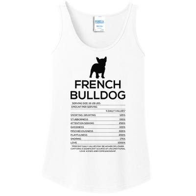 Funny French Bulldog Nutrition Facts Humor Frenchie Lover Ladies Essential Tank