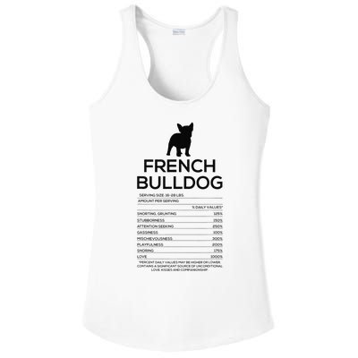 Funny French Bulldog Nutrition Facts Humor Frenchie Lover Ladies PosiCharge Competitor Racerback Tank