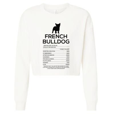 Funny French Bulldog Nutrition Facts Humor Frenchie Lover Cropped Pullover Crew