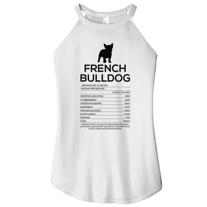 Funny French Bulldog Nutrition Facts Humor Frenchie Lover Women’s Perfect Tri Rocker Tank