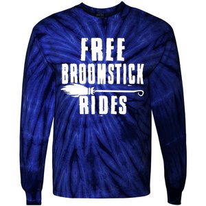 Funny Free Broomstick Rides Halloween Witch Wizard Tie-Dye Long Sleeve Shirt