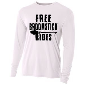 Funny Free Broomstick Rides Halloween Witch Wizard Cooling Performance Long Sleeve Crew