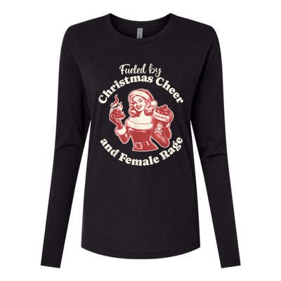 Funny Fueled By Christmas Cheer And Female Rage Patriarchy Womens Cotton Relaxed Long Sleeve T-Shirt