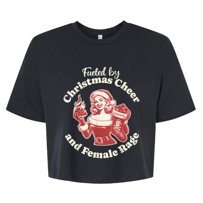 Funny Fueled By Christmas Cheer And Female Rage Patriarchy Bella+Canvas Jersey Crop Tee