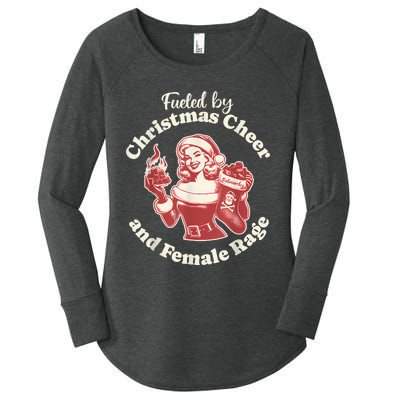 Funny Fueled By Christmas Cheer And Female Rage Patriarchy Women's Perfect Tri Tunic Long Sleeve Shirt