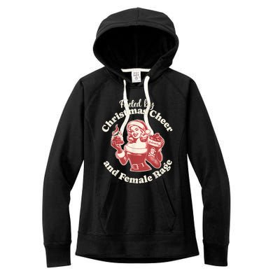 Funny Fueled By Christmas Cheer And Female Rage Patriarchy Women's Fleece Hoodie