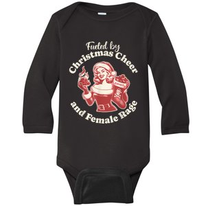 Funny Fueled By Christmas Cheer And Female Rage Patriarchy Baby Long Sleeve Bodysuit