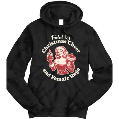 Funny Fueled By Christmas Cheer And Female Rage Patriarchy Tie Dye Hoodie