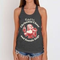 Funny Fueled By Christmas Cheer And Female Rage Patriarchy Women's Knotted Racerback Tank