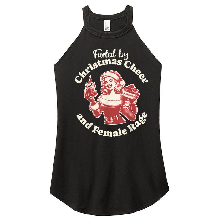 Funny Fueled By Christmas Cheer And Female Rage Patriarchy Women’s Perfect Tri Rocker Tank