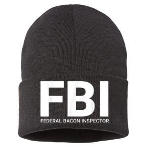 FBI Federal Bacon Inspector Funny Bacon Sustainable Knit Beanie