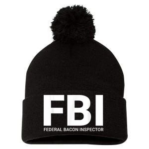 FBI Federal Bacon Inspector Funny Bacon Pom Pom 12in Knit Beanie