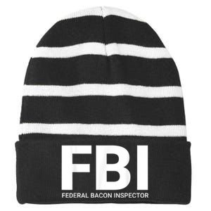 FBI Federal Bacon Inspector Funny Bacon Striped Beanie with Solid Band