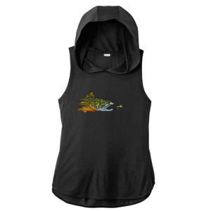 Fly Fishing Brook Trout Dry Fly Tying Fisherman Ladies PosiCharge Tri-Blend Wicking Draft Hoodie Tank