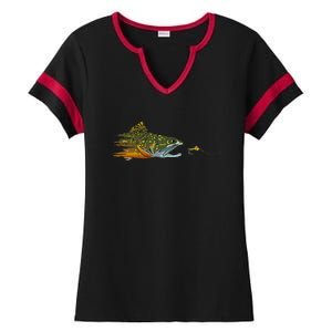 Fly Fishing Brook Trout Dry Fly Tying Fisherman Ladies Halftime Notch Neck Tee