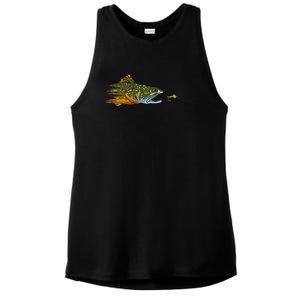 Fly Fishing Brook Trout Dry Fly Tying Fisherman Ladies PosiCharge Tri-Blend Wicking Tank