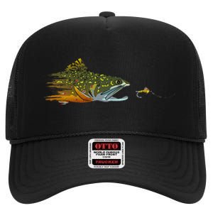 Fly Fishing Brook Trout Dry Fly Tying Fisherman High Crown Mesh Back Trucker Hat